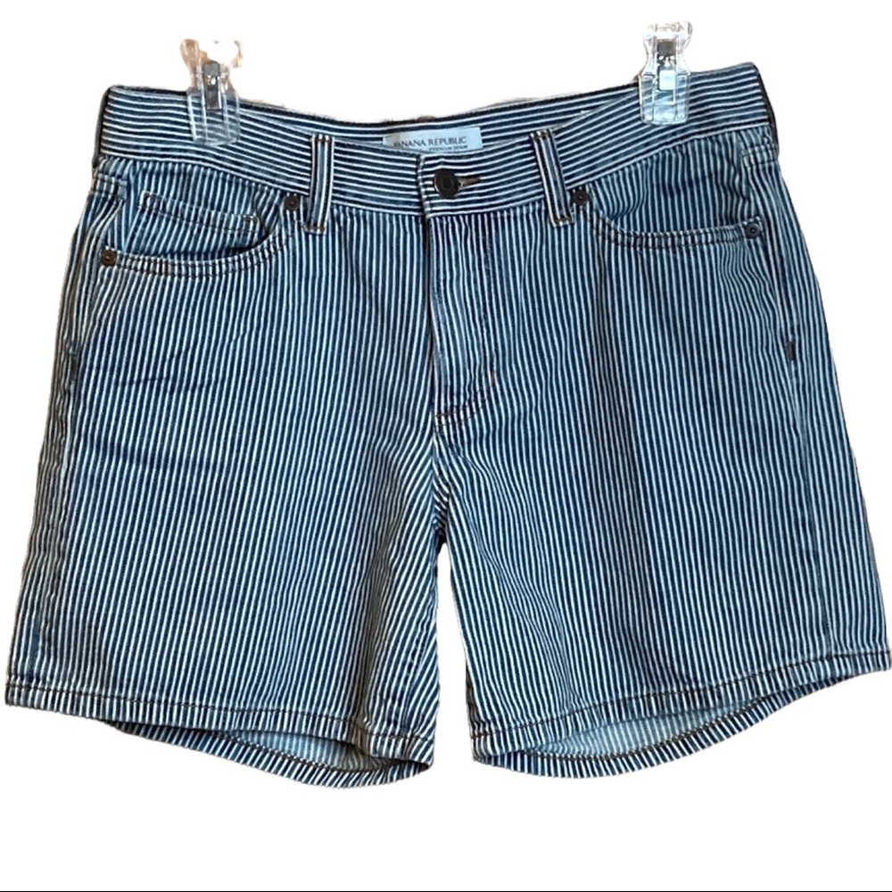Banana Republic Denim White Stripe 27” Roll-Up Short (J1056)